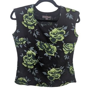 Life Floral Black/Green Semi-Sheer Top 🌿🖤